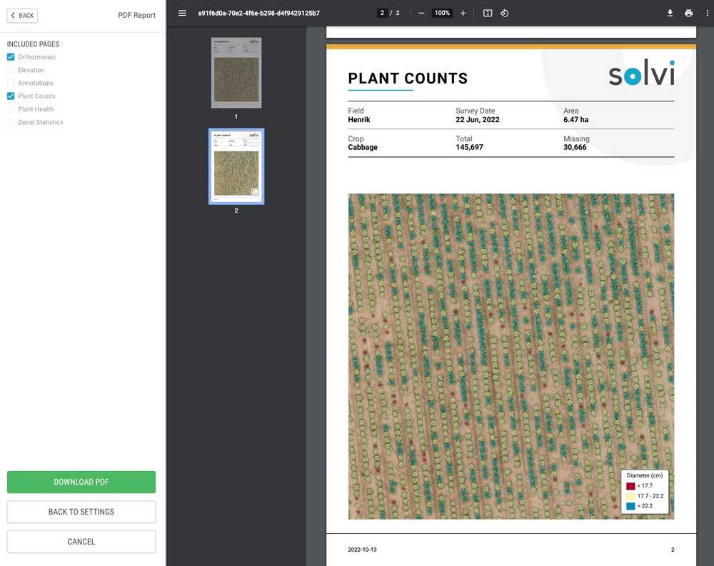 Plant Counts PDF Report